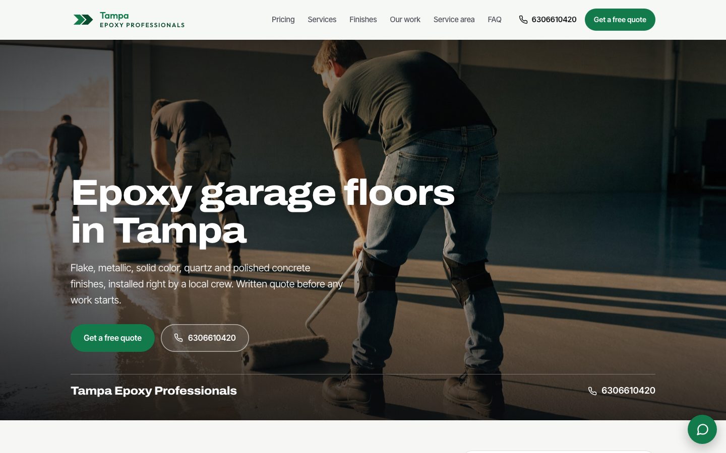 El sitio web de Tampa Epoxy Professionals en una laptop