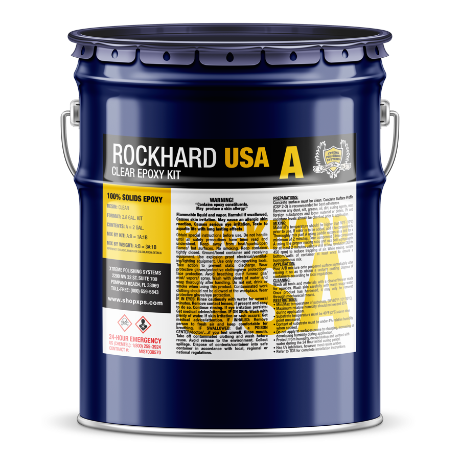 Un cubo azul del kit de epoxy transparente ROCKHARD USA, de Xtreme Polishing Systems
