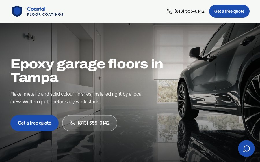 A sample coating contractor site built on XPS Business Systems, with pricing, services and a quote form